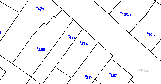 Parcela st. 474 v KÚ Perná, Katastrální mapa