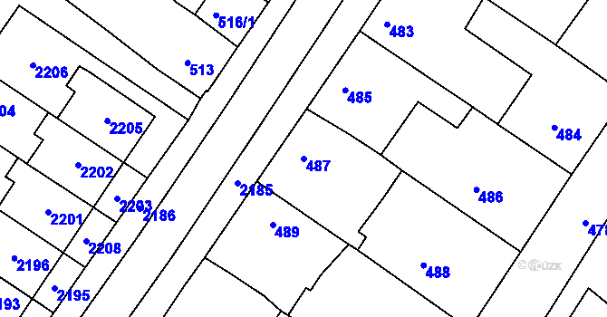 Parcela st. 487 v KÚ Perná, Katastrální mapa