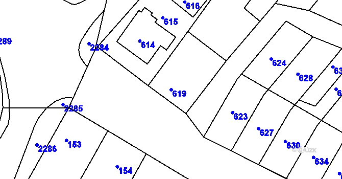 Parcela st. 619 v KÚ Perná, Katastrální mapa