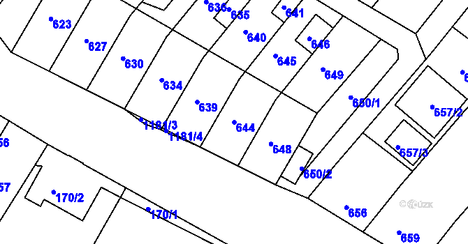 Parcela st. 644 v KÚ Perná, Katastrální mapa