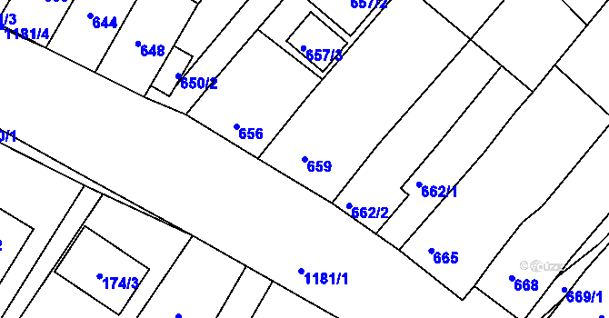 Parcela st. 659 v KÚ Perná, Katastrální mapa
