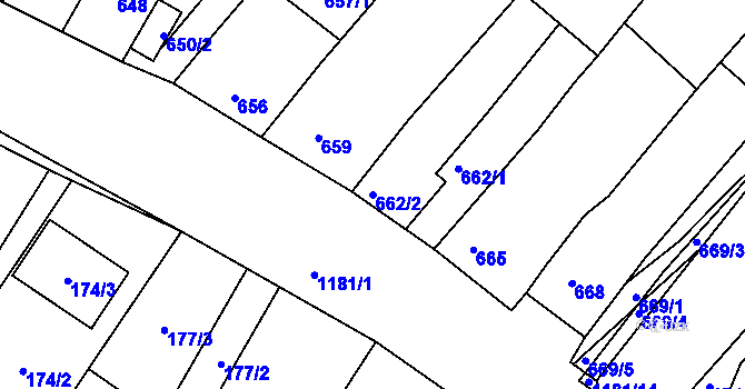 Parcela st. 662/2 v KÚ Perná, Katastrální mapa