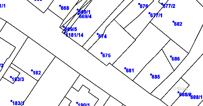 Parcela st. 675 v KÚ Perná, Katastrální mapa