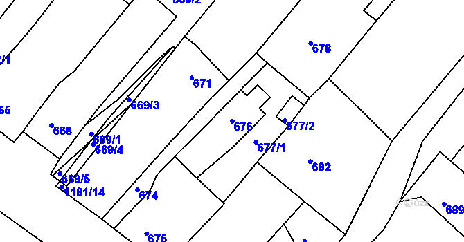 Parcela st. 676 v KÚ Perná, Katastrální mapa