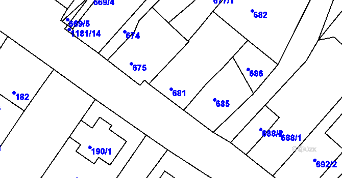Parcela st. 681 v KÚ Perná, Katastrální mapa