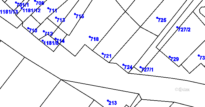 Parcela st. 721 v KÚ Perná, Katastrální mapa