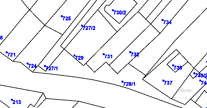Parcela st. 731 v KÚ Perná, Katastrální mapa