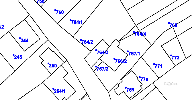 Parcela st. 764/3 v KÚ Perná, Katastrální mapa