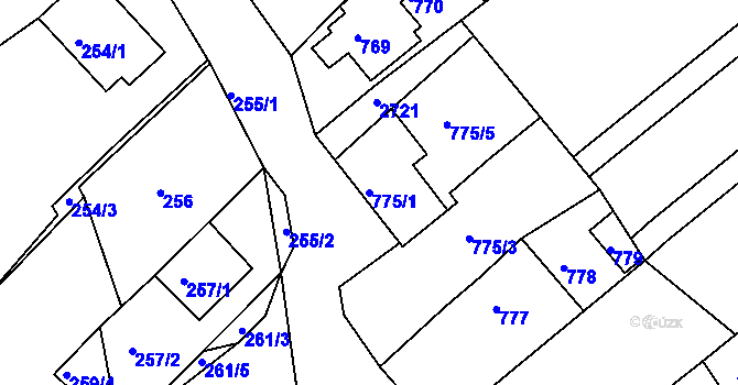 Parcela st. 775/1 v KÚ Perná, Katastrální mapa