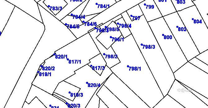 Parcela st. 798/2 v KÚ Perná, Katastrální mapa
