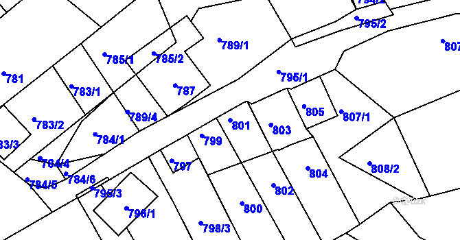 Parcela st. 801 v KÚ Perná, Katastrální mapa