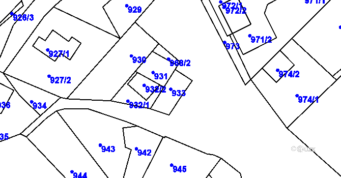 Parcela st. 933 v KÚ Perná, Katastrální mapa