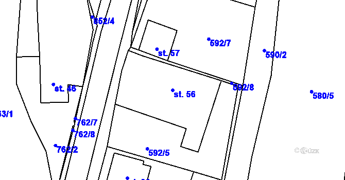 Parcela st. 56 v KÚ Perná u Valašského Meziříčí, Katastrální mapa