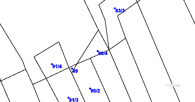 Parcela st. 90/4 v KÚ Perná u Valašského Meziříčí, Katastrální mapa