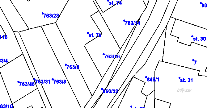 Parcela st. 763/16 v KÚ Perná u Valašského Meziříčí, Katastrální mapa