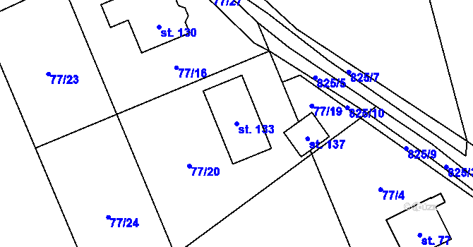 Parcela st. 133 v KÚ Perná u Valašského Meziříčí, Katastrální mapa