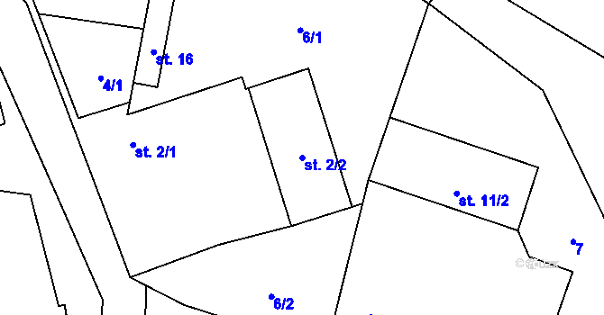Parcela st. 2/2 v KÚ Březí u Pernarce, Katastrální mapa