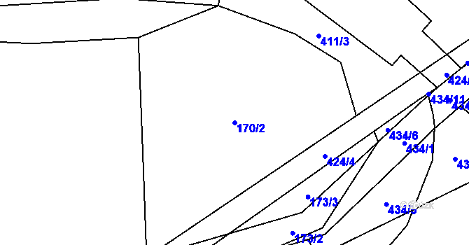 Parcela st. 170/2 v KÚ Březí u Pernarce, Katastrální mapa