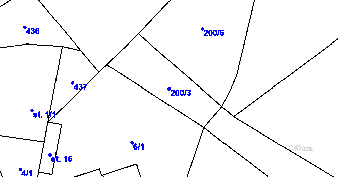 Parcela st. 200/3 v KÚ Březí u Pernarce, Katastrální mapa