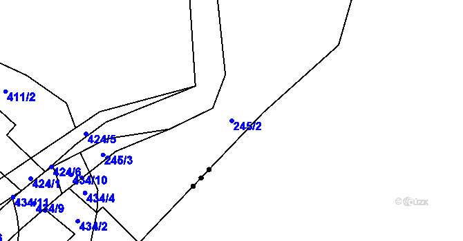 Parcela st. 245/2 v KÚ Březí u Pernarce, Katastrální mapa