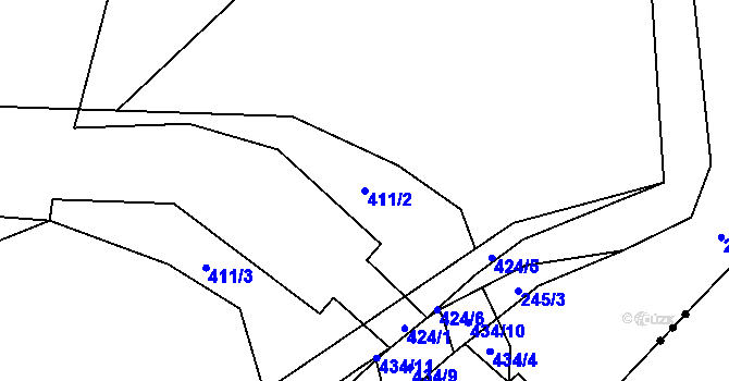 Parcela st. 411/2 v KÚ Březí u Pernarce, Katastrální mapa