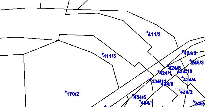 Parcela st. 411/3 v KÚ Březí u Pernarce, Katastrální mapa