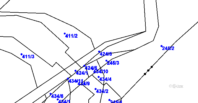 Parcela st. 424/5 v KÚ Březí u Pernarce, Katastrální mapa