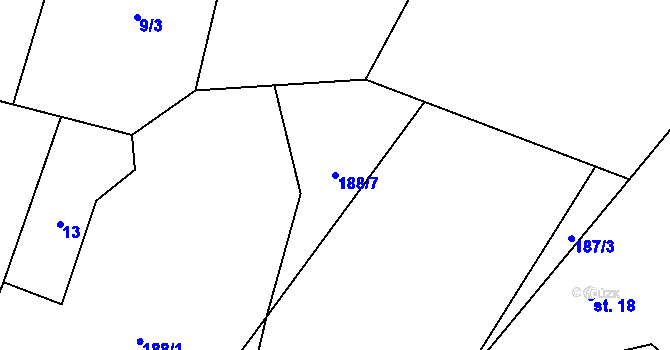 Parcela st. 188/7 v KÚ Březí u Pernarce, Katastrální mapa