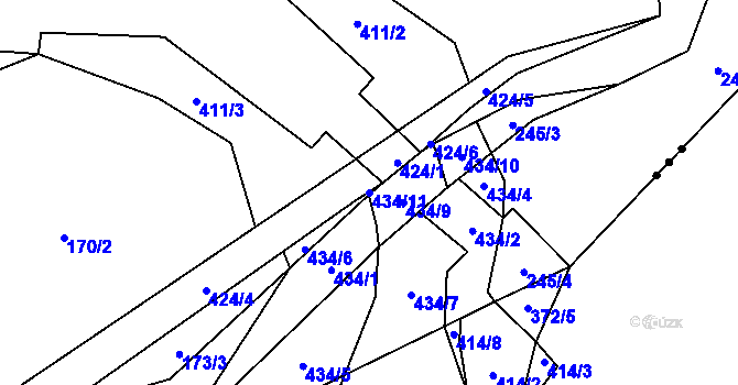 Parcela st. 434/11 v KÚ Březí u Pernarce, Katastrální mapa