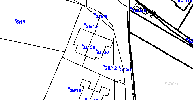 Parcela st. 37 v KÚ Krukanice, Katastrální mapa