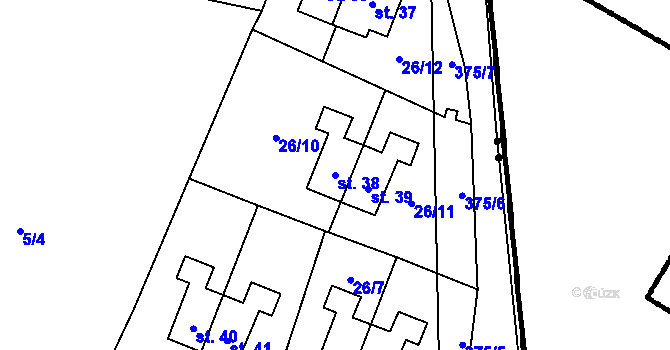 Parcela st. 38 v KÚ Krukanice, Katastrální mapa