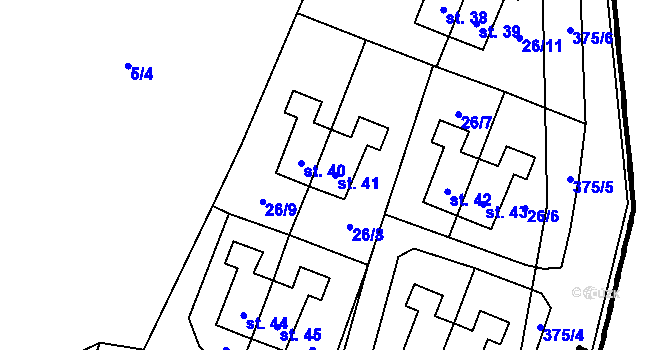 Parcela st. 41 v KÚ Krukanice, Katastrální mapa