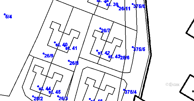 Parcela st. 42 v KÚ Krukanice, Katastrální mapa