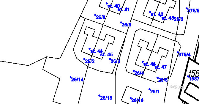Parcela st. 45 v KÚ Krukanice, Katastrální mapa