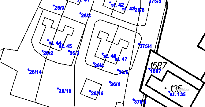 Parcela st. 46 v KÚ Krukanice, Katastrální mapa