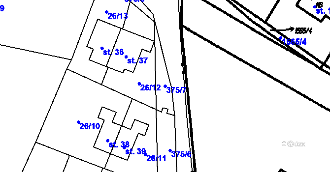 Parcela st. 375/7 v KÚ Krukanice, Katastrální mapa
