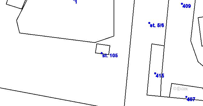 Parcela st. 105 v KÚ Krukanice, Katastrální mapa