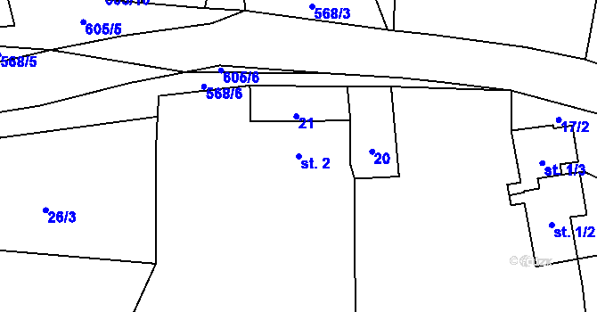 Parcela st. 2 v KÚ Málkovice u Pernarce, Katastrální mapa