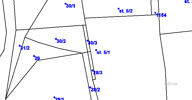 Parcela st. 5/1 v KÚ Málkovice u Pernarce, Katastrální mapa