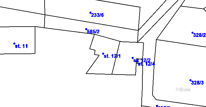 Parcela st. 12/1 v KÚ Málkovice u Pernarce, Katastrální mapa
