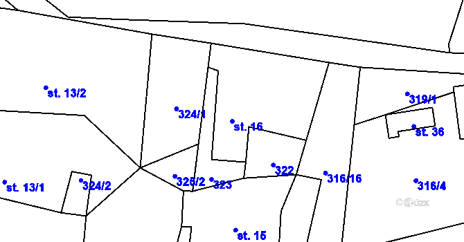Parcela st. 16 v KÚ Málkovice u Pernarce, Katastrální mapa