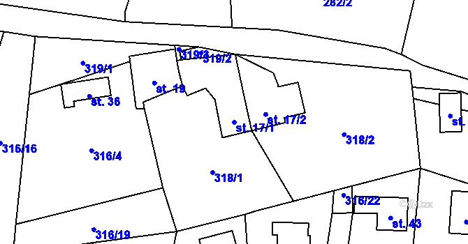 Parcela st. 17/1 v KÚ Málkovice u Pernarce, Katastrální mapa