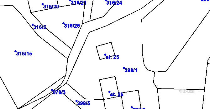 Parcela st. 25 v KÚ Málkovice u Pernarce, Katastrální mapa