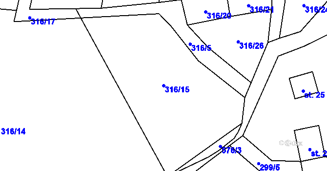 Parcela st. 316/15 v KÚ Málkovice u Pernarce, Katastrální mapa