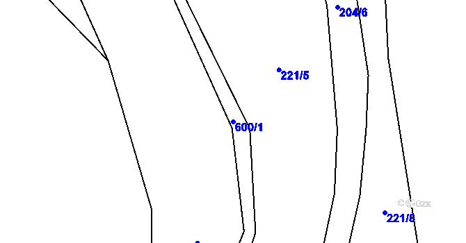 Parcela st. 600/1 v KÚ Málkovice u Pernarce, Katastrální mapa
