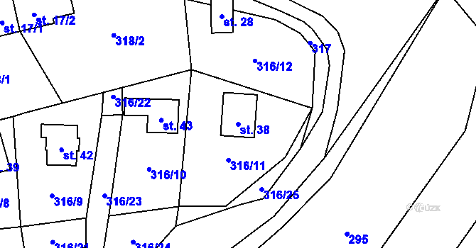 Parcela st. 38 v KÚ Málkovice u Pernarce, Katastrální mapa