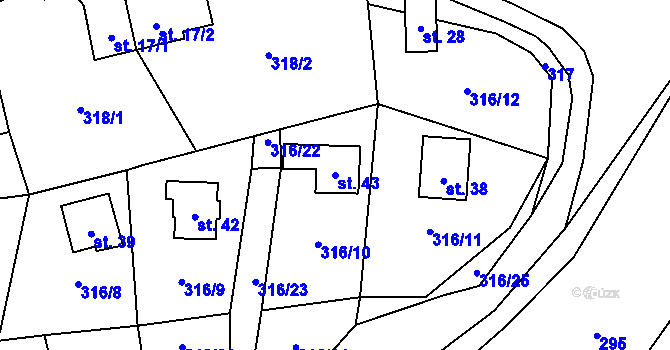 Parcela st. 43 v KÚ Málkovice u Pernarce, Katastrální mapa
