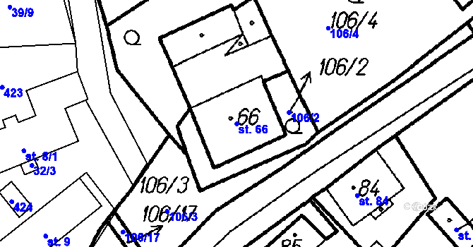 Parcela st. 66 v KÚ Pernarec, Katastrální mapa