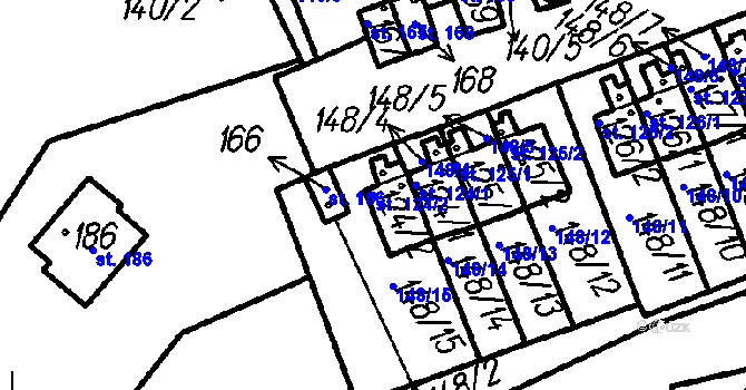 Parcela st. 124/2 v KÚ Pernarec, Katastrální mapa
