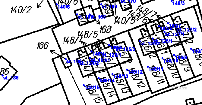 Parcela st. 125/1 v KÚ Pernarec, Katastrální mapa